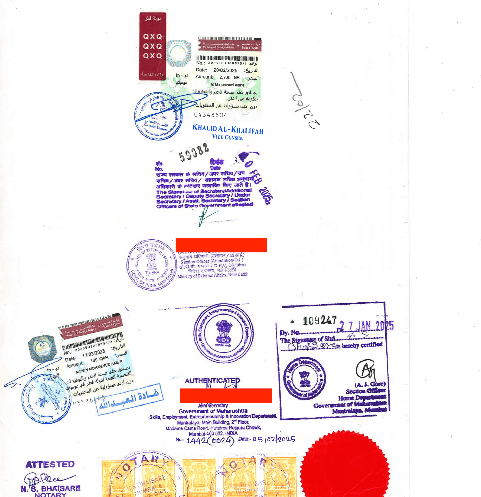 Maharashtra HRD plus MEA attestation plus Qatar MOFA on one document