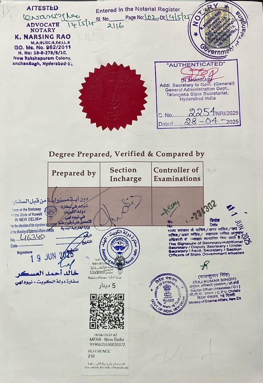 Telangana HRD plus Kuwait Embassy chain by SiZA Global
