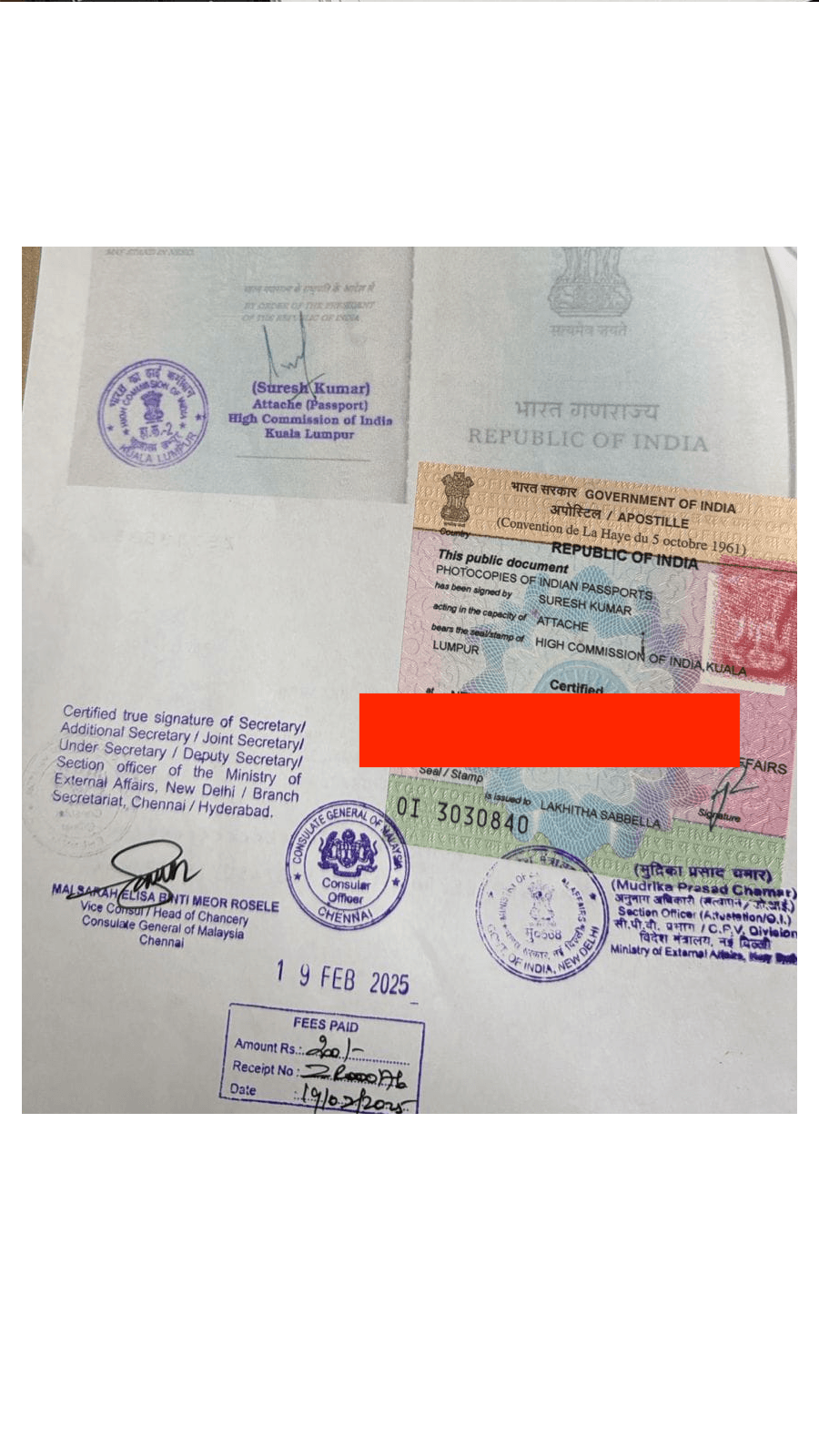 Completed Malaysia Embassy attestation handled by SiZA Global