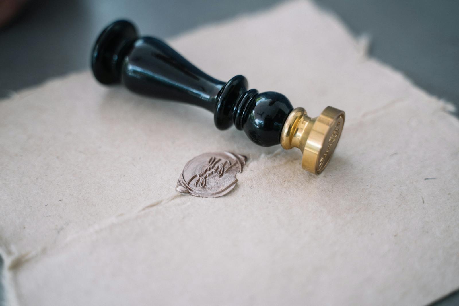 Attestation stamp being applied to an Indian document